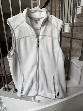 croft & barrow White Sleeveless Full-Zip Fleece Vest